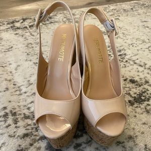 Nude Merumote Chic Peep-Toe Wedges Size 5.5